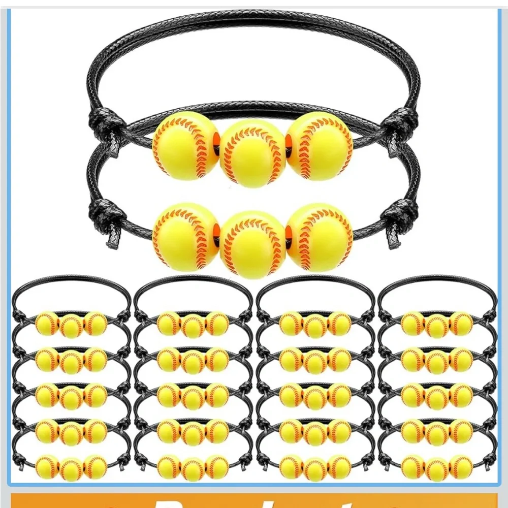Yellow Softball Bead bracelet set of 20 - team gift